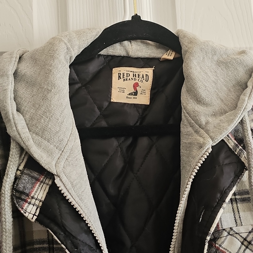RedHead Men’s Plaid Hooded Shirt Jacket - Black & Cream - Picture 7 of 10